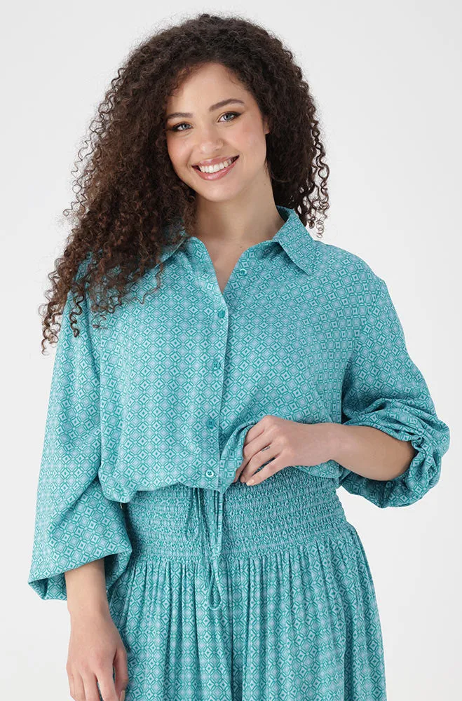 Sam Elasticated Hem _ 154236 _ Turquoise sold by Dunns