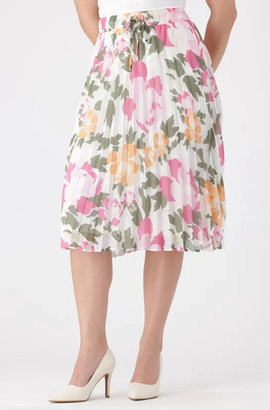 Iris Floral Pleated Skirt _ 160172 _ Multi sold by Dunns