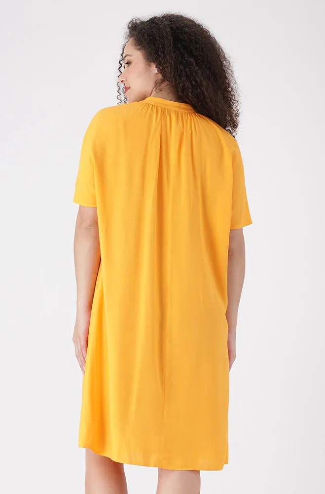 Carla Tie Neck Detail Dress _ 155345 _ Yellow sold by Dunns product image thumbnail 3