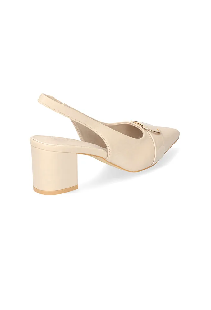 Lucille Block Heel With Gold Trim _ 153659 _ Nude sold by Dunns product image thumbnail 3
