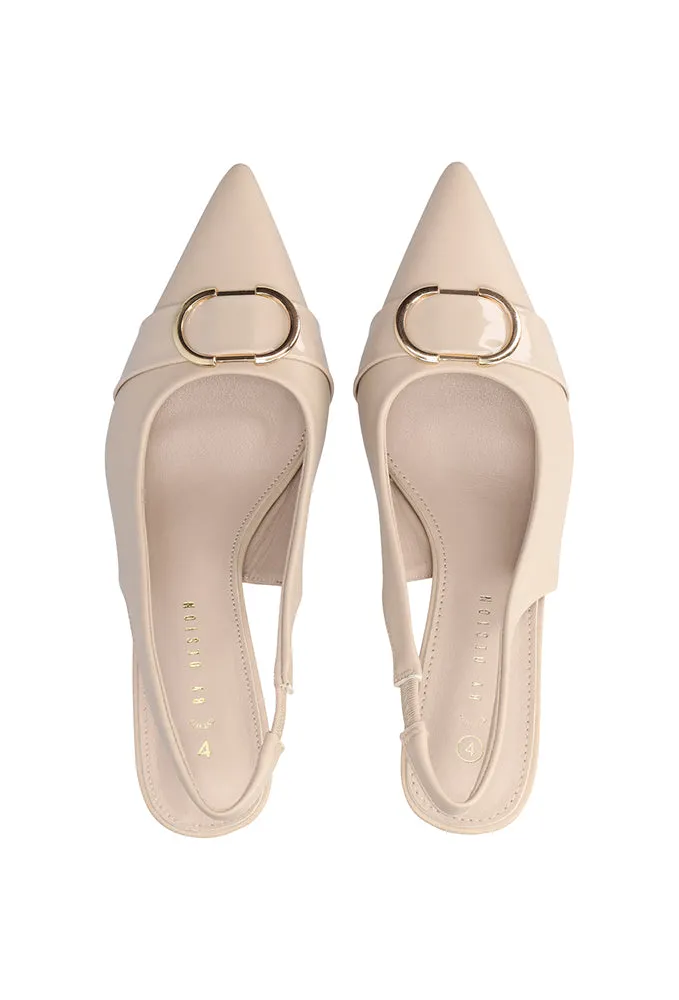Lucille Block Heel With Gold Trim _ 153659 _ Nude sold by Dunns product image thumbnail 4