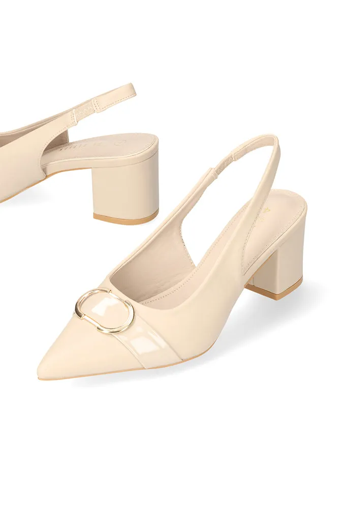 Lucille Block Heel With Gold Trim _ 153659 _ Nude sold by Dunns product image thumbnail 2