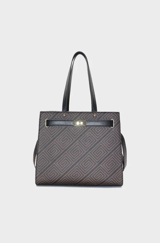 Tayla Printed Tote Bag _ 156072 _ Black sold by Dunns