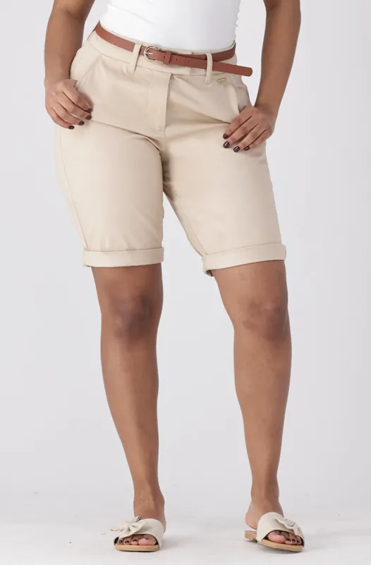 Ava Sateen Shorts _ 152778 _ Beige sold by Dunns