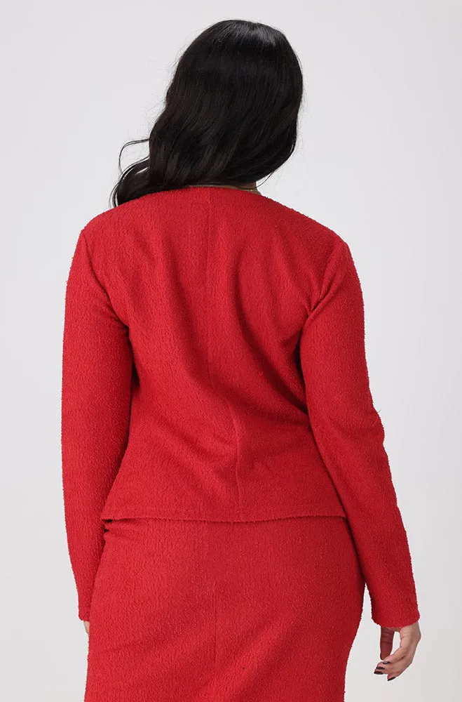 Briana Boucle Suit Jacket _ 151578 _ Red sold by Dunns product image thumbnail 3