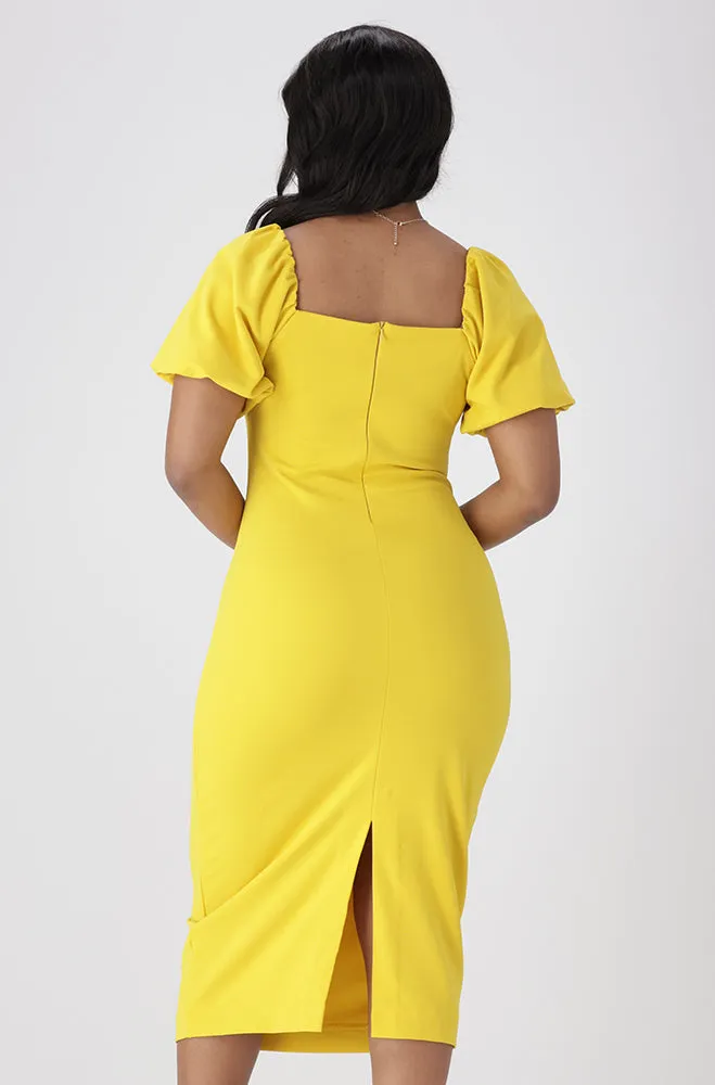 Tessa Puff Sleeve Bodycon Dress _ 154950 _ Yellow sold by Dunns product image thumbnail 4