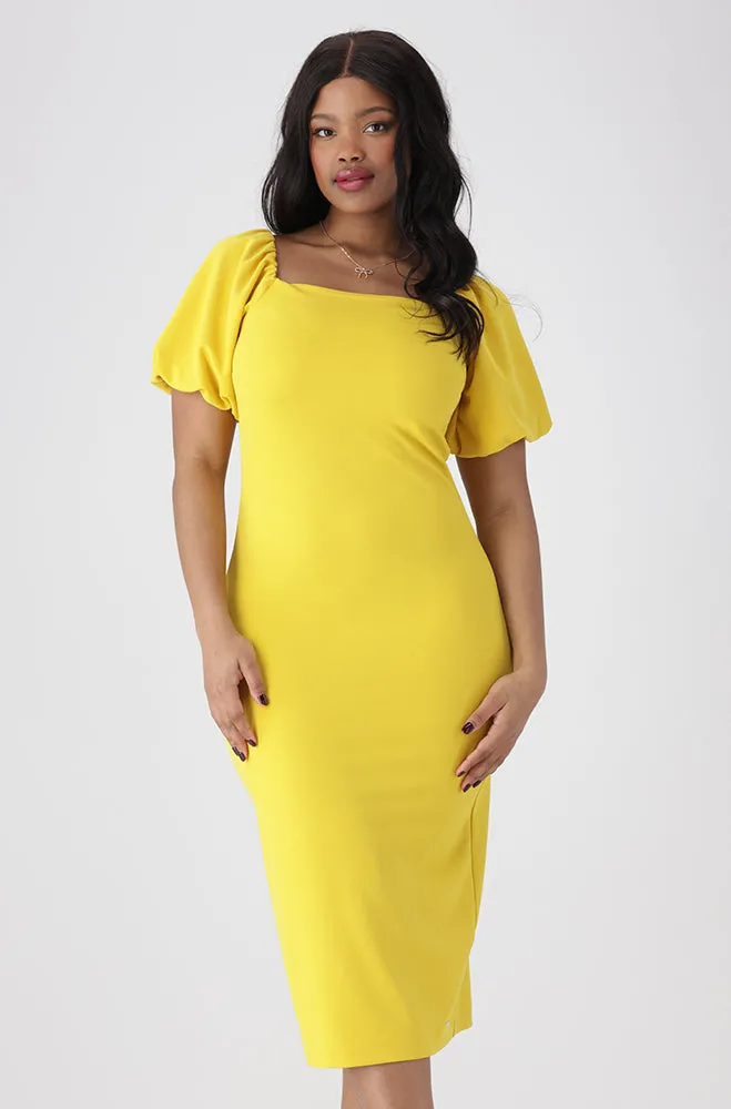 Tessa Puff Sleeve Bodycon Dress _ 154950 _ Yellow sold by Dunns product image thumbnail 2
