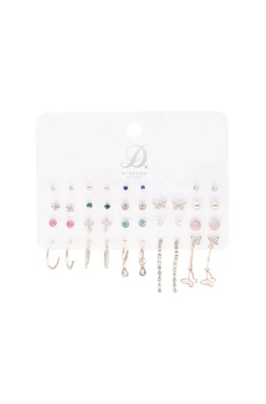 Flora 20 Pack Earrings _ 148678 _ Rose Gold sold by Dunns