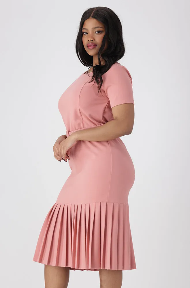 Gia Belted Pleated Hem Belted Dress _ 154948 _ Pink sold by Dunns product image thumbnail 2