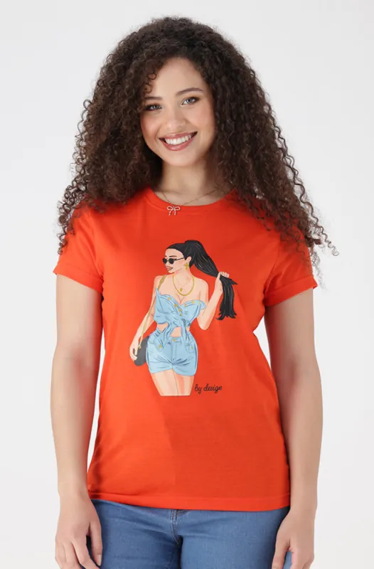 Zola Regular Fitted Graphic Tee _ 154185 _ Orange sold by Dunns