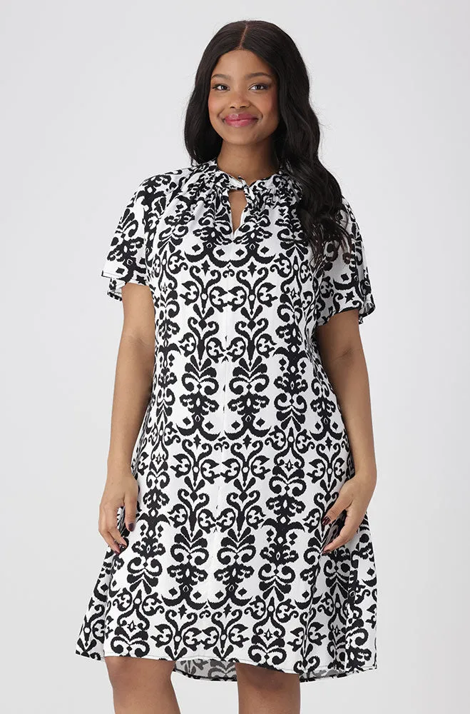 Carla Tie Neck Detail Dress _ 155344 _ Multi sold by Dunns