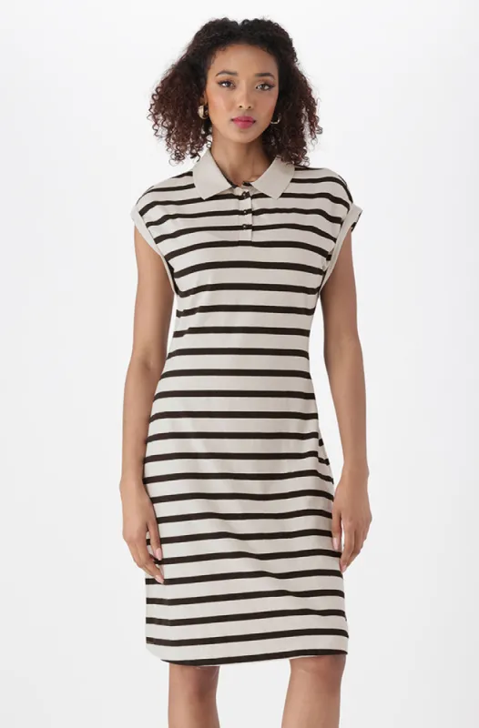 Aubrey Stripe Golfer Dress _ 150484 _ Stone sold by Dunns