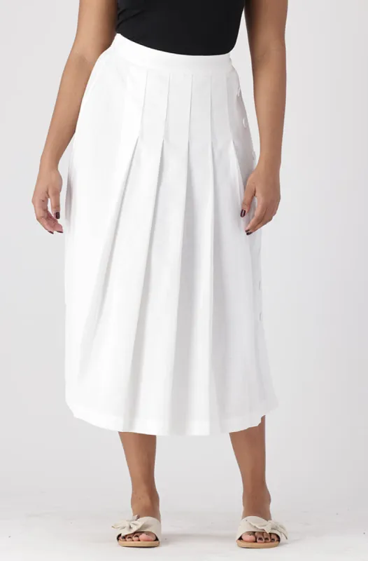 Ivy Button Side Button Skirt _ 154032 _ White sold by Dunns