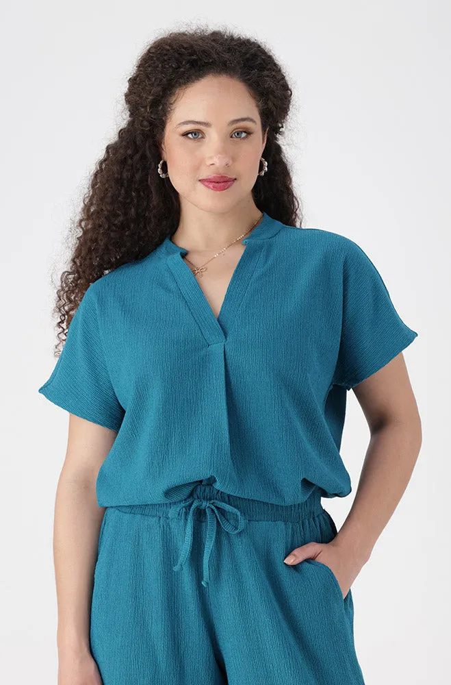 Edith Shortsleeve Portofino Top _ 155602 _ Teal sold by Dunns