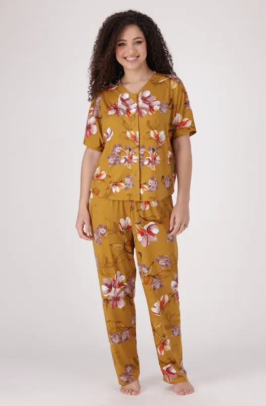 Taylor 2 Pc Printed B/T Top/Pants _ 154109 _ Gold sold by Dunns