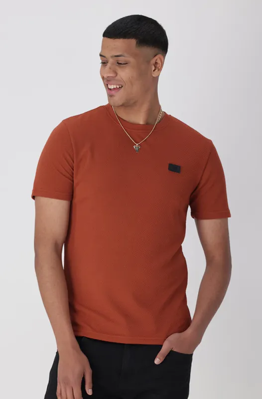 Edderton Textured Tee _ 151709 _ Rust sold by Dunns