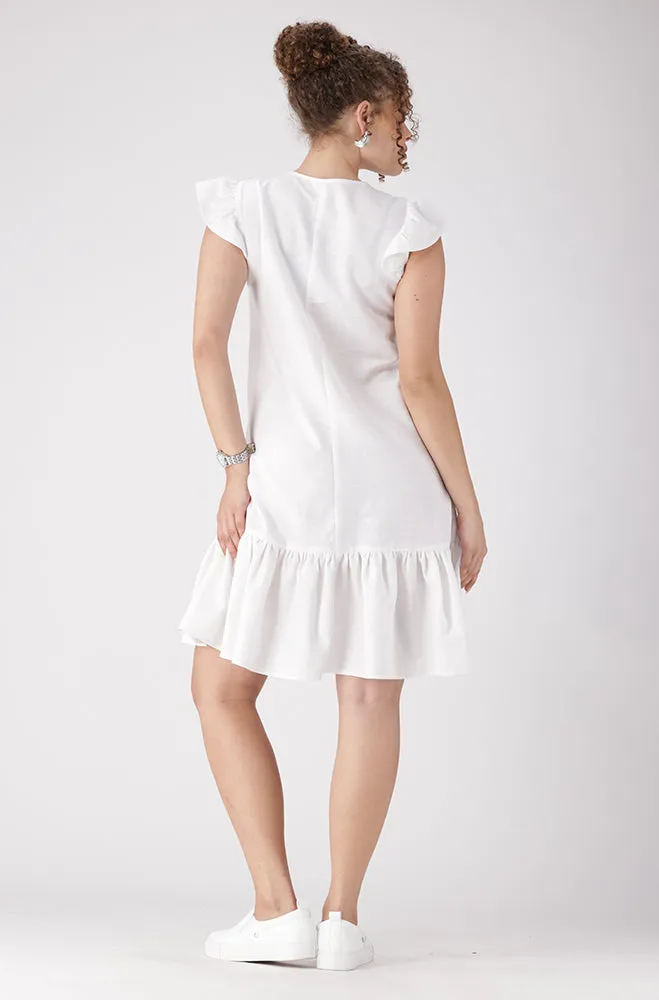 Zia Flutter Sleeve Dress _ 160085 _ White sold by Dunns product image thumbnail 5