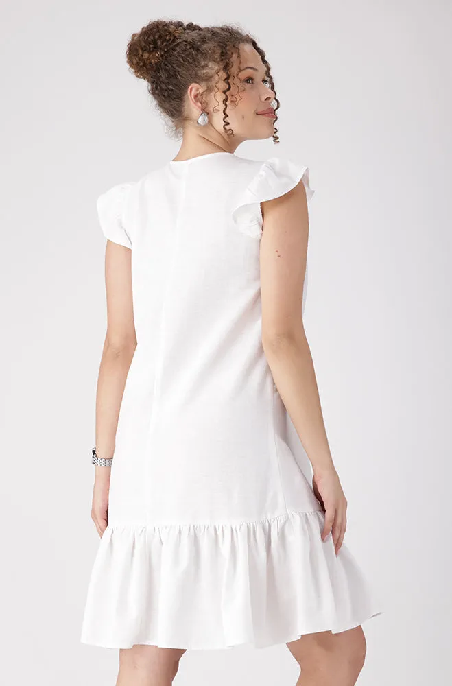 Zia Flutter Sleeve Dress _ 160085 _ White sold by Dunns product image thumbnail 3