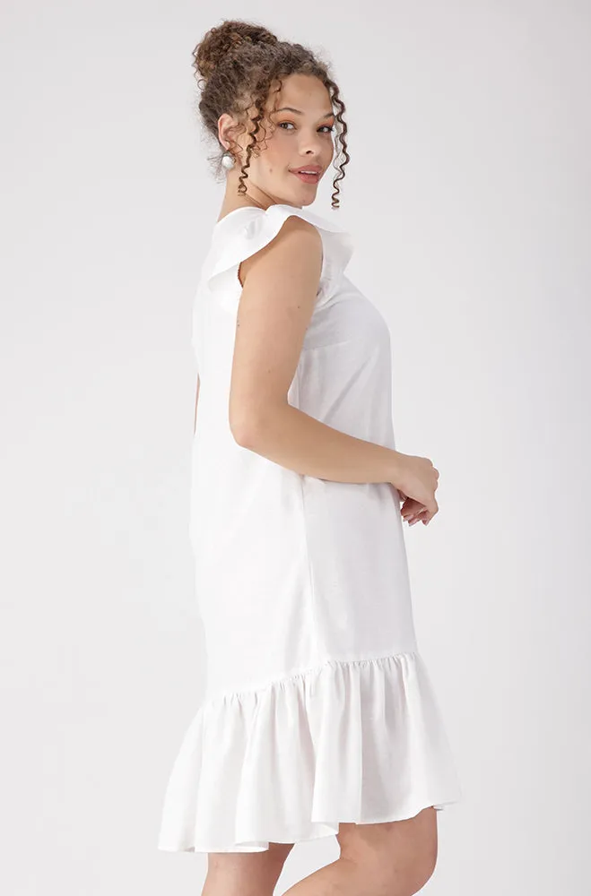 Zia Flutter Sleeve Dress _ 160085 _ White sold by Dunns product image thumbnail 2