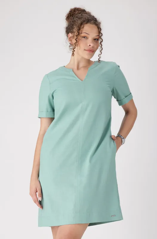 Penelope Linen Blend Shift Dress _ 155947 _ Sage sold by Dunns