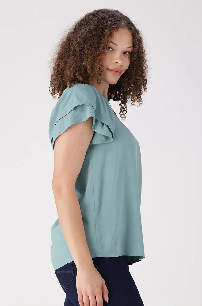 Nikki Flutter Sleeve Top _ 156333 _ Blue sold by Dunns product image thumbnail 2