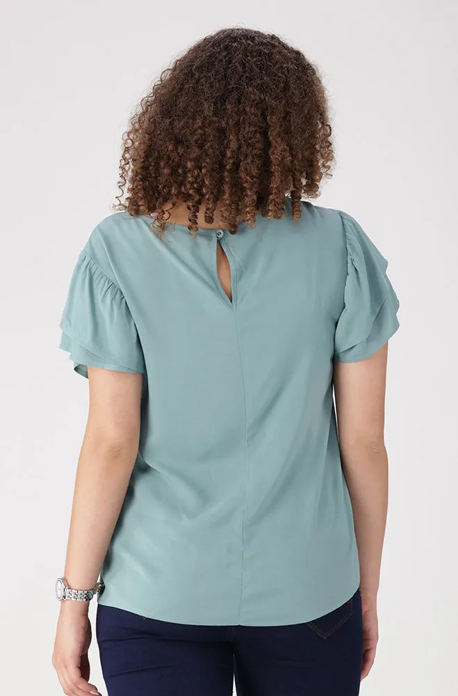 Nikki Flutter Sleeve Top _ 156333 _ Blue sold by Dunns product image thumbnail 3