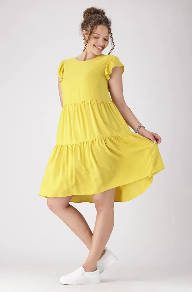 Carla Flutter Sleeve Dress _ 156133 _ Yellow sold by Dunns product image thumbnail 4