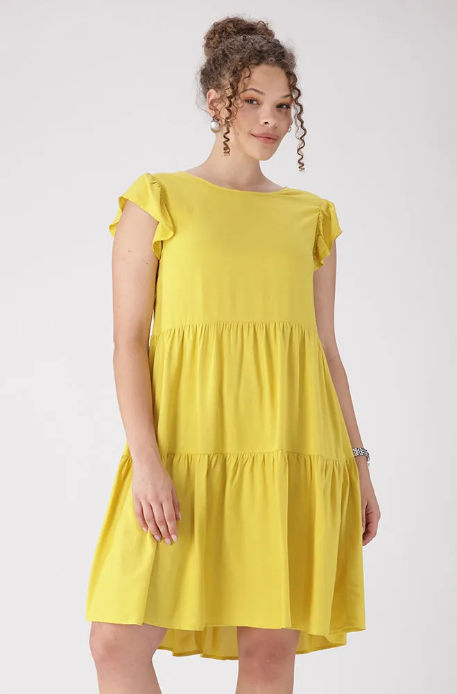 Carla Flutter Sleeve Dress _ 156133 _ Yellow sold by Dunns