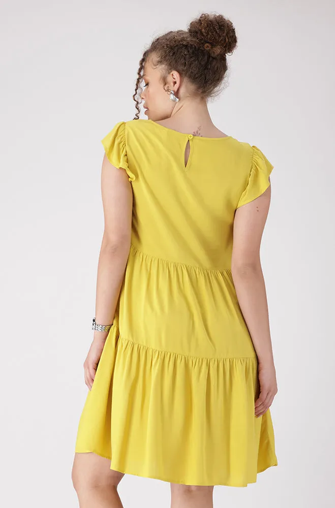 Carla Flutter Sleeve Dress _ 156133 _ Yellow sold by Dunns product image thumbnail 3