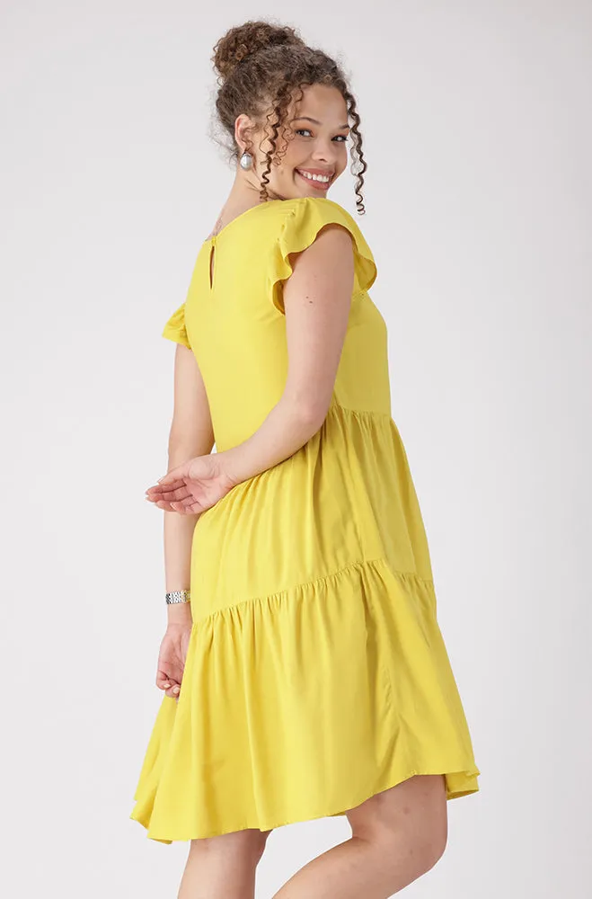 Carla Flutter Sleeve Dress _ 156133 _ Yellow sold by Dunns product image thumbnail 2