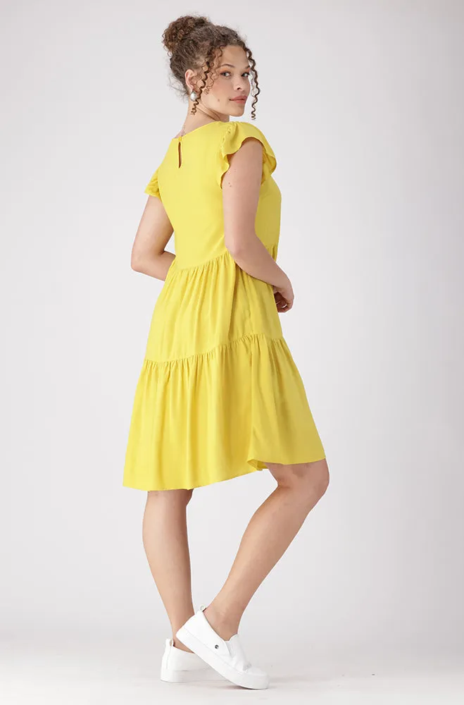 Carla Flutter Sleeve Dress _ 156133 _ Yellow sold by Dunns product image thumbnail 5