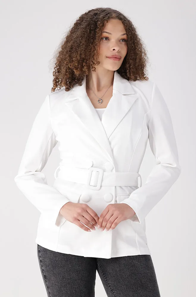 Aria Belted Blazer _ 155606 _ White sold by Dunns product image thumbnail 2