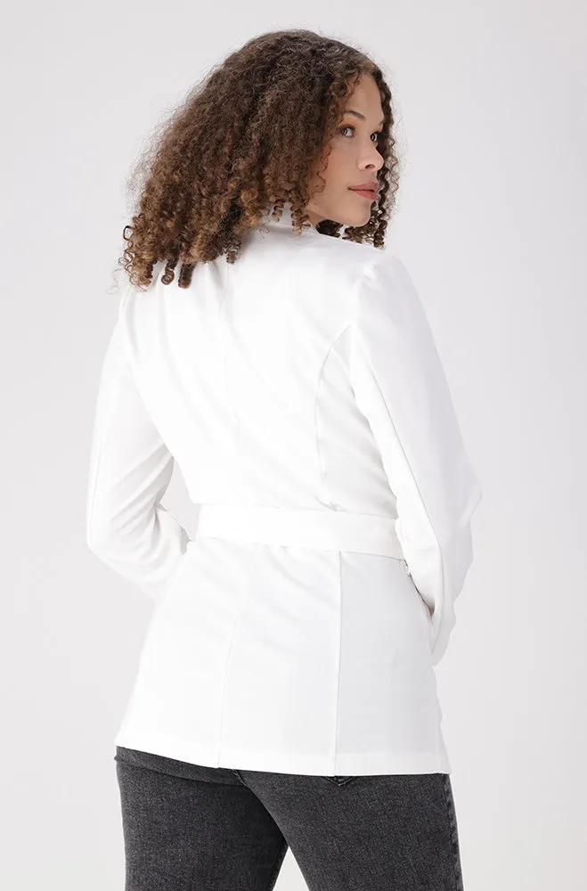 Aria Belted Blazer _ 155606 _ White sold by Dunns product image thumbnail 4