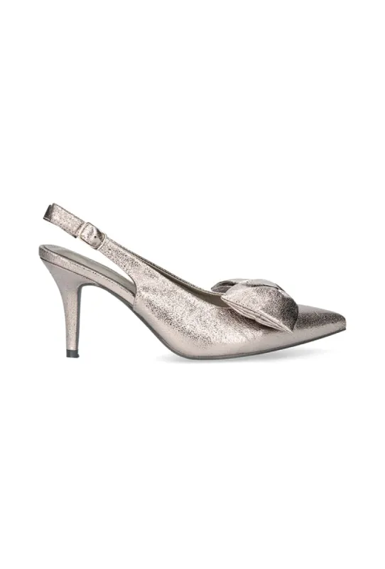 Nila Shimmer Bow Heel _ 153660 _ Pewter sold by Dunns