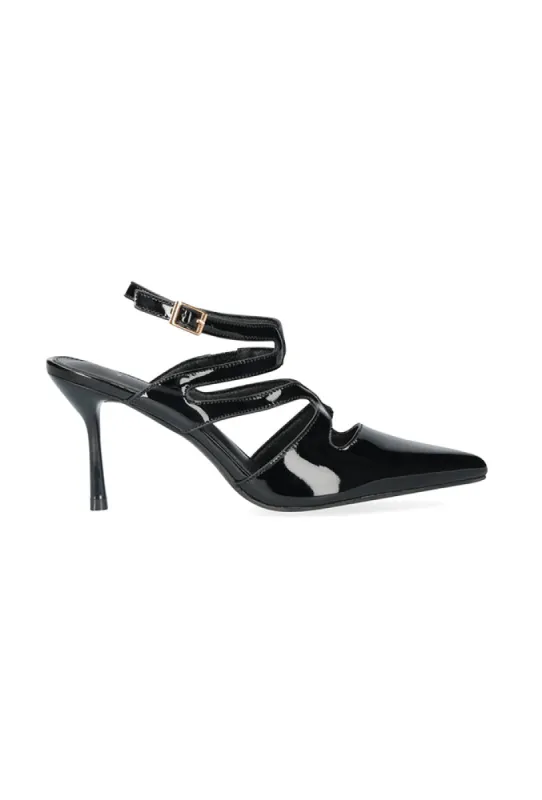 April Cross Over Strippy Heel _ 153661 _ Black sold by Dunns