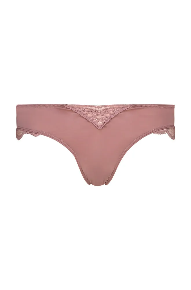 Kai Lace Trim Brazilian Panty _ 155761 _ Dusty Pink sold by Dunns