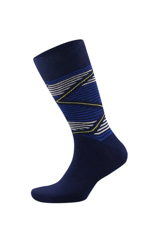 Striped Zig Zag Single Socks _ 153117 _ Navy sold by Dunns