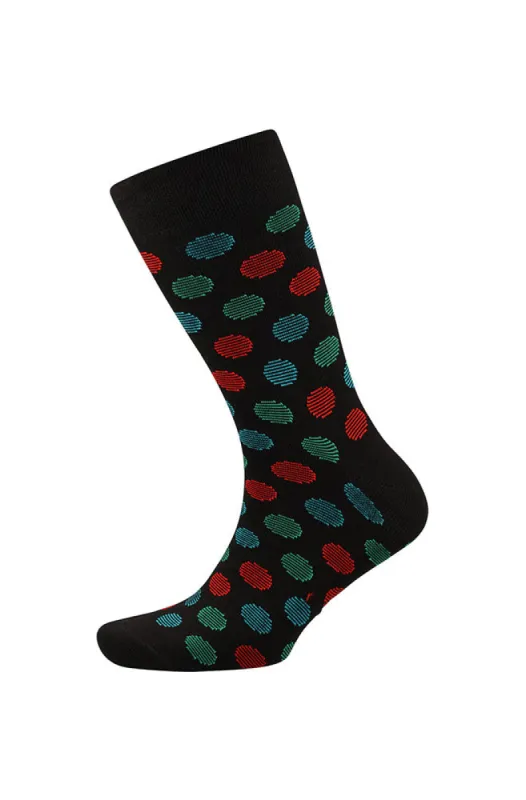 Striped Multi Dots Single Socks _ 153118 _ Black sold by Dunns