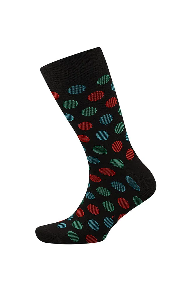 Striped Multi Dots Single Socks _ 153118 _ Black sold by Dunns