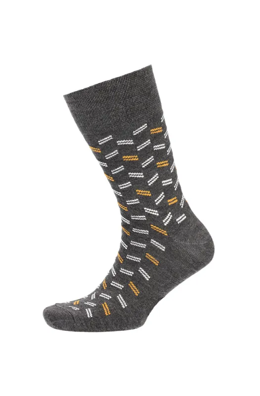 Landon Single Socks _ 153120 _ Grey Mel sold by Dunns