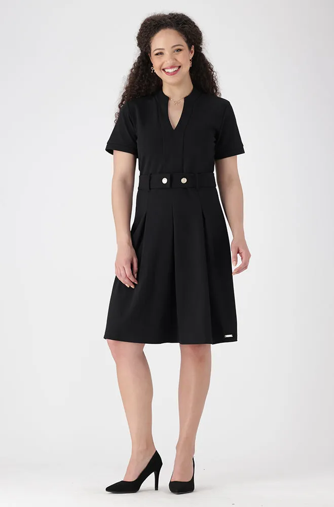 Gia Belted Pleat Dress _ 154949 _ Black sold by Dunns product image thumbnail 4