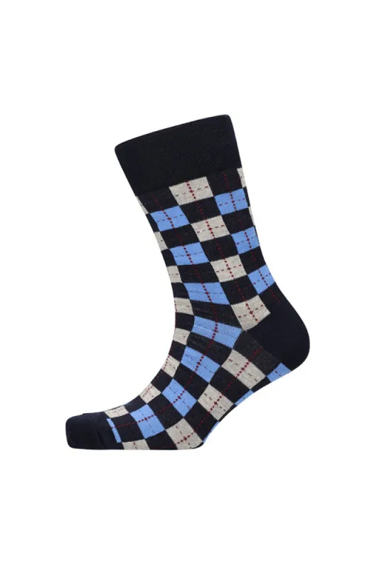 Check Single Socks _ 153167 _ Navy sold by Dunns