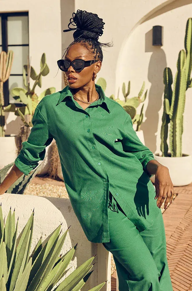 Kate Linen Blend Shirt _ 150365 _ Green sold by Dunns