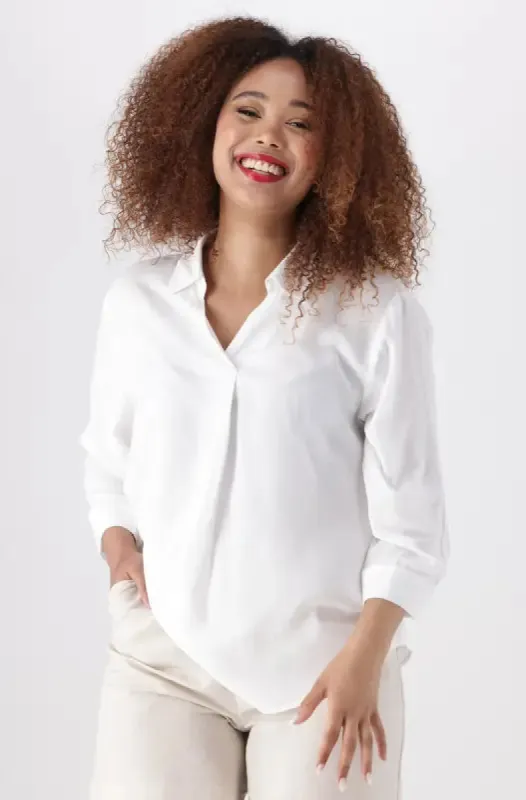 Edith Three Quarter Sleeve Shirt _ 145926 _ White sold by Dunns