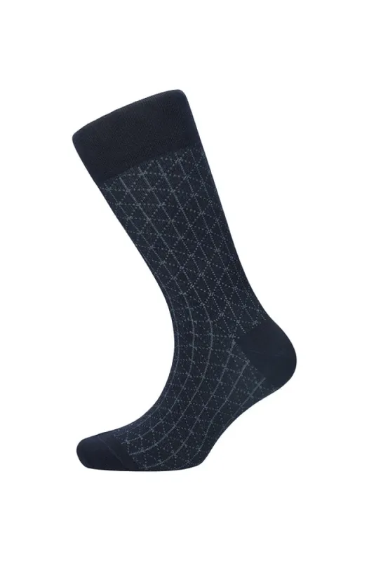 Andrew Single Socks Navy _ 153079 _ Pale Blue sold by Dunns