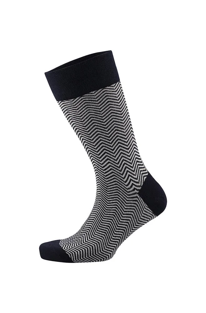 Damon Patterned Single Socks _ 152947 _ Navy sold by Dunns