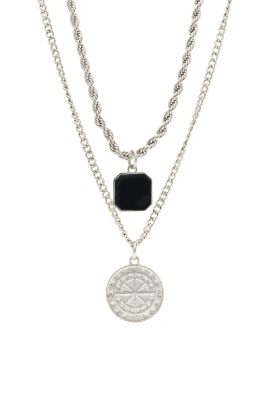 Aries Double Pendant Necklace _ 156376 _ Silver sold by Dunns
