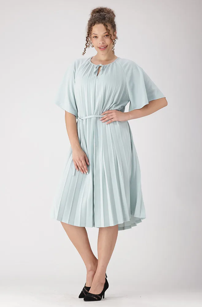 Lenora Belted Pleated Dress _ 157830 _ Sage sold by Dunns product image thumbnail 4