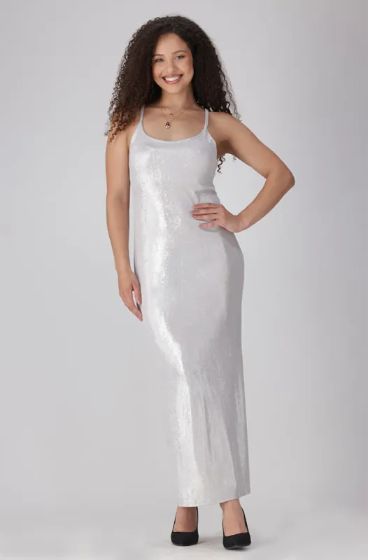 Jeniffer Shimmer Dress _ 156500 _ Silver sold by Dunns