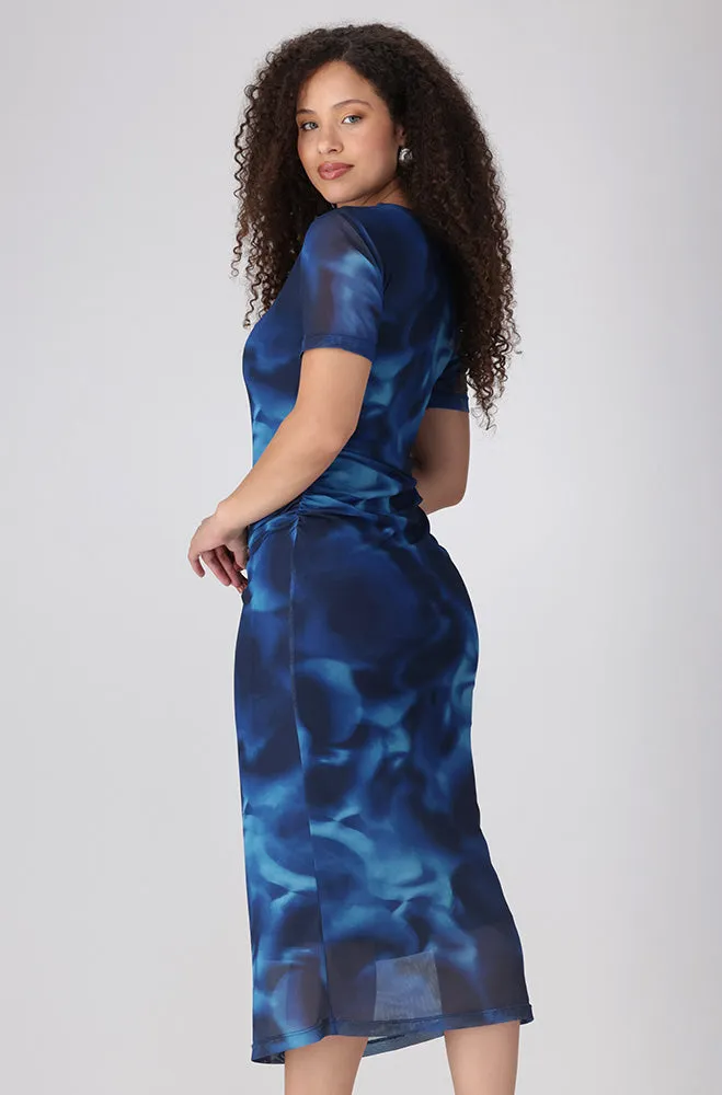 Jules Mesh Bodycon Dress _ 156229 _ Blue sold by Dunns product image thumbnail 3